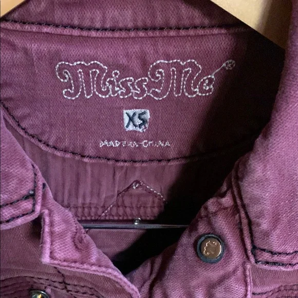 Miss Me Women's Burgundy Jean Jacket - Picture 2 of 6